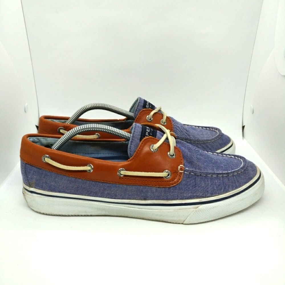 Sperry‎ Top Sider Bahama 2 Eye Chambray Boat Shoes Men's Size 12 M Blue Brown